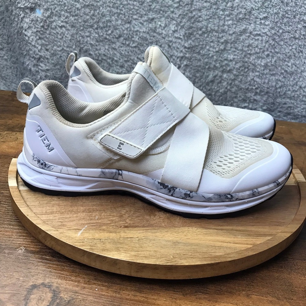 TIEM Slipstream Indoor Cycling Shoes Women 9.5 Ivory Marble Strap SPD Compatible